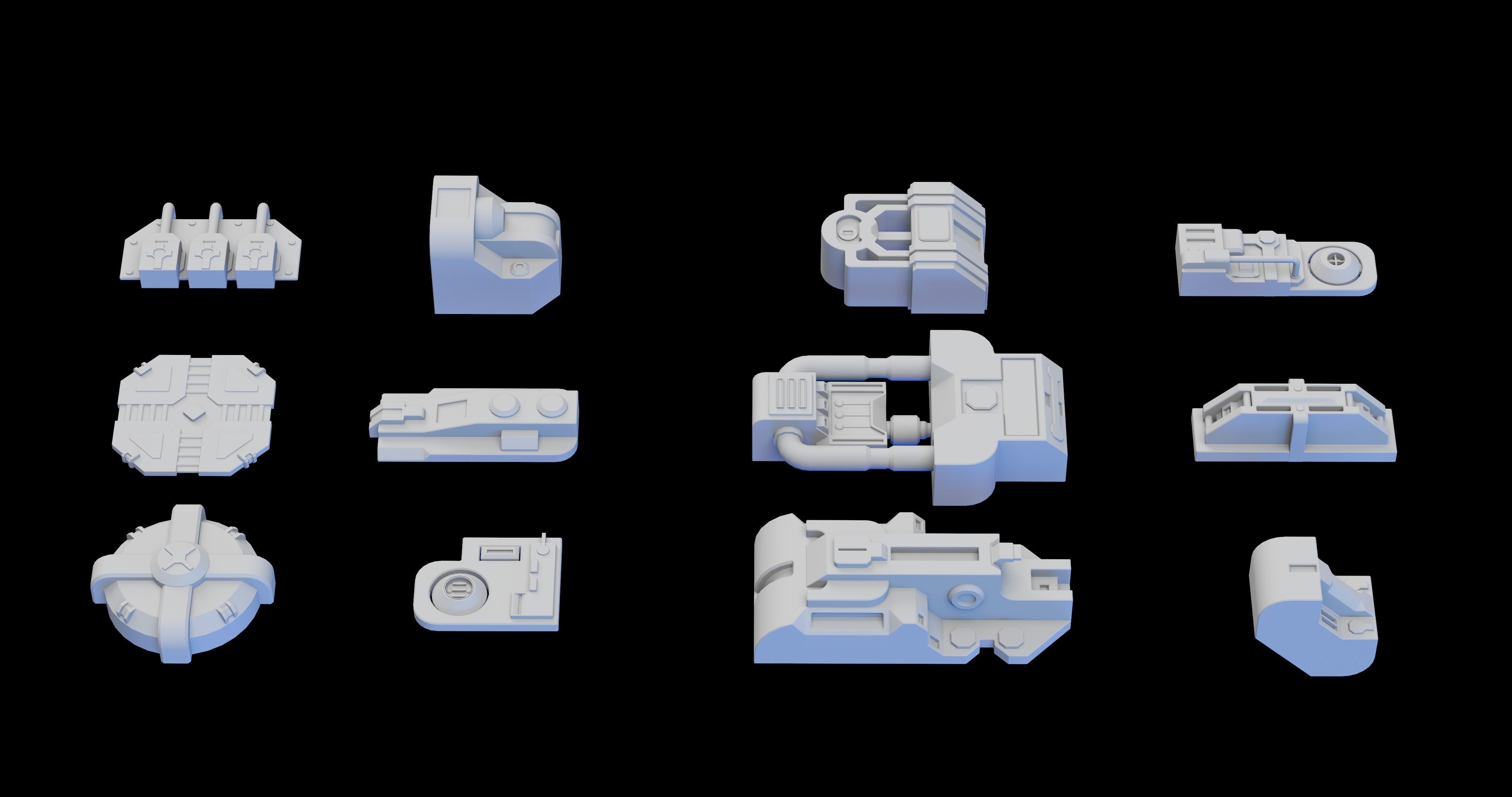 Scifi Greeble Kitbash 3D model_4