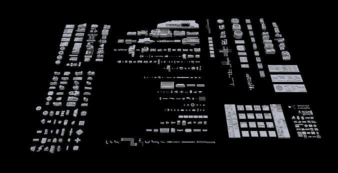 Scifi Greeble Kitbash 3D model