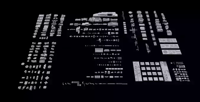 Scifi Greeble Kitbash 3D model