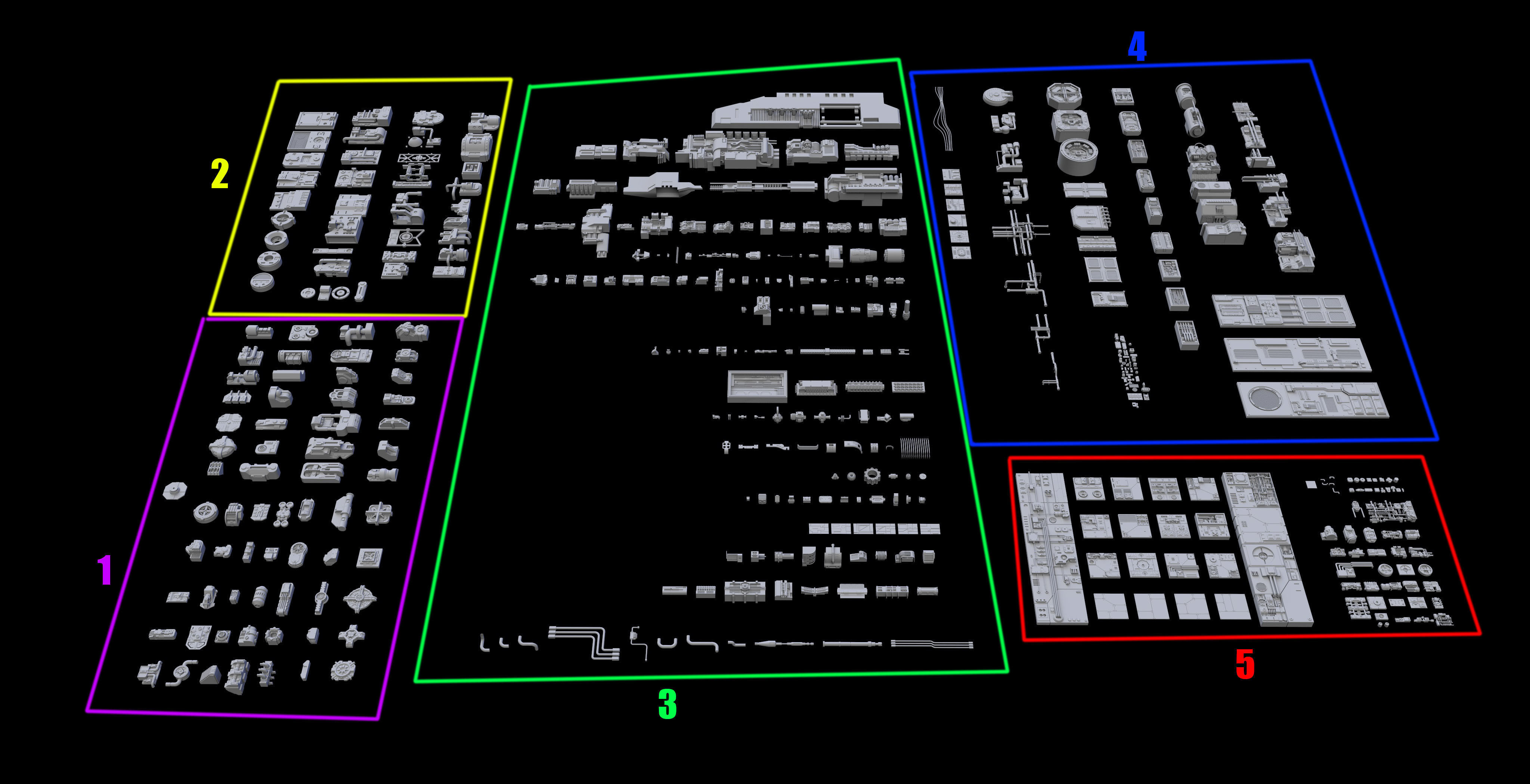 Scifi Greeble Kitbash 3D model_1