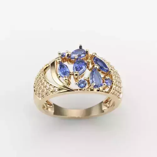 Women ring with gems 3dm stl