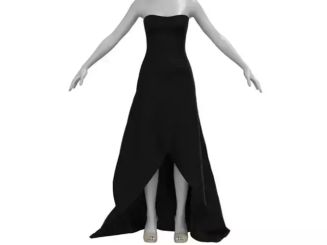 dress strapless gown with asymmetrical hem