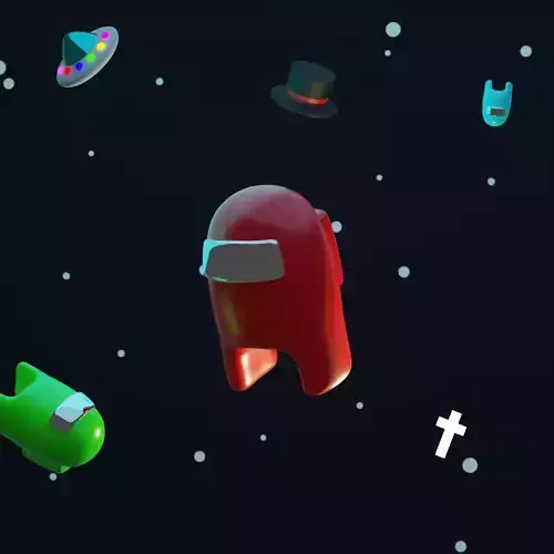  3D Model of a character from the game Among us and accessories