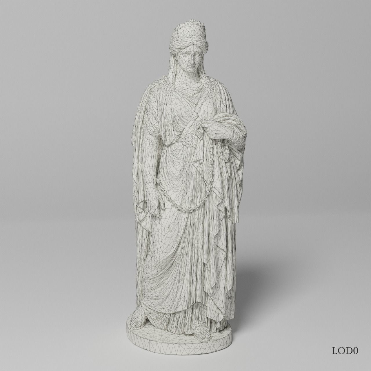 Zenobia in Chains Sculpture VR AR Mobile-ready Game-ready Low-poly 3D model_11