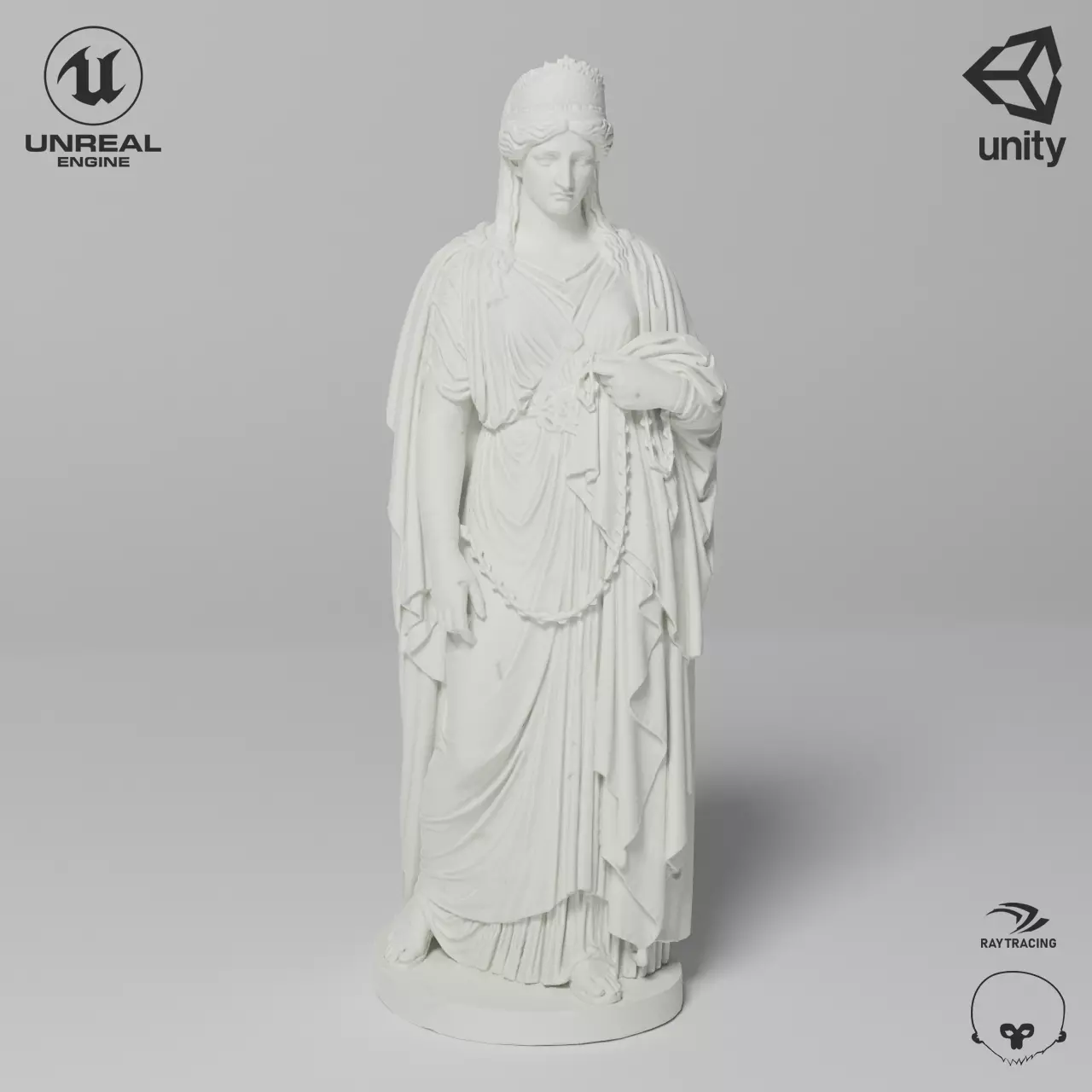 Zenobia in Chains Sculpture VR AR Mobile-ready Game-ready Low-poly 3D model_0