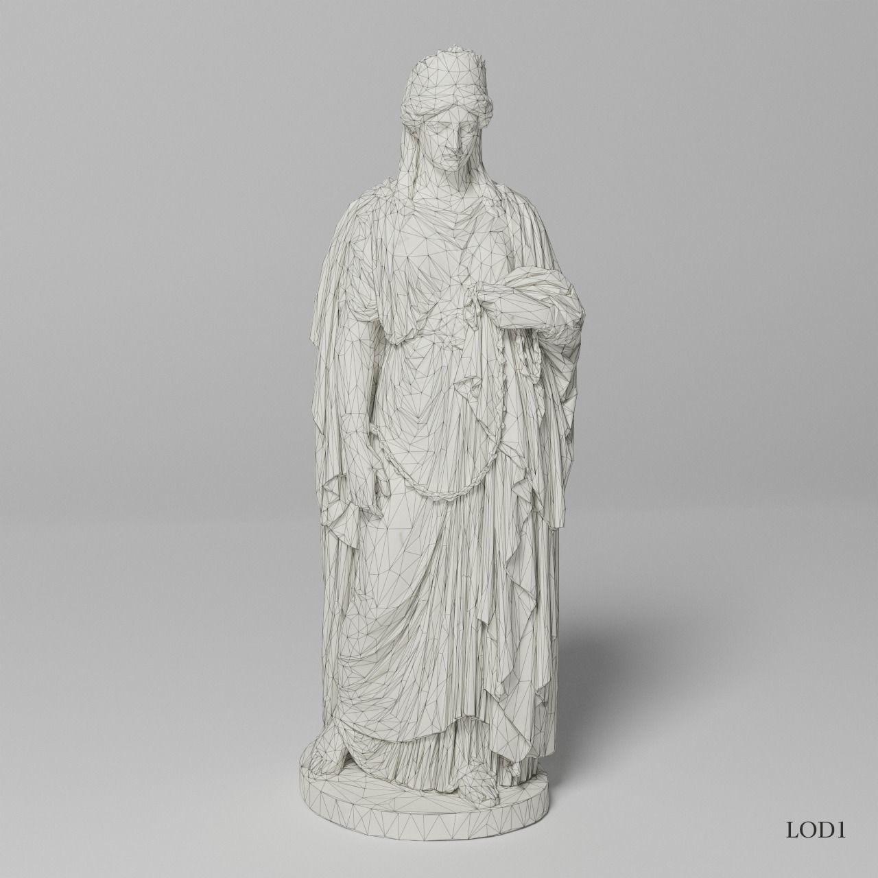 Zenobia in Chains Sculpture VR AR Mobile-ready Game-ready Low-poly 3D model_13