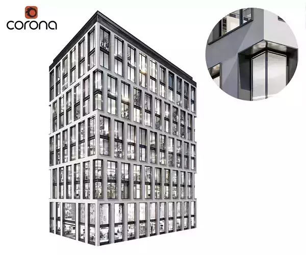 Modern office building 03 3D model