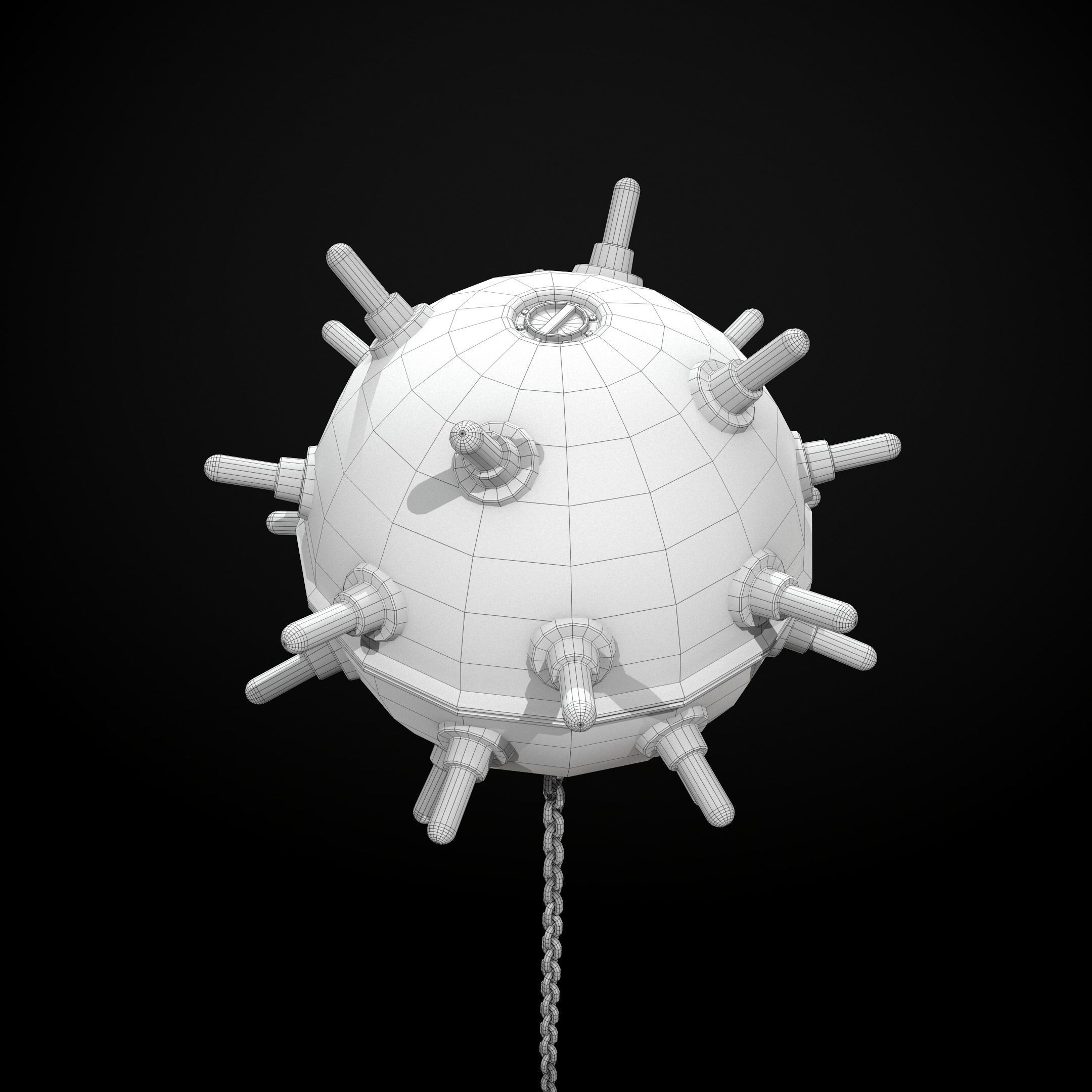 Naval Mine Low-poly 3D model_5