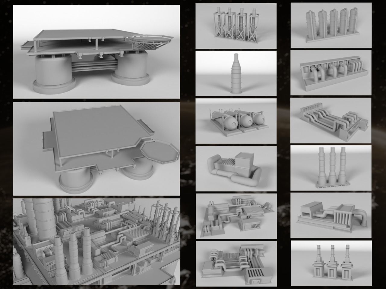 oil platform 3D print model_1