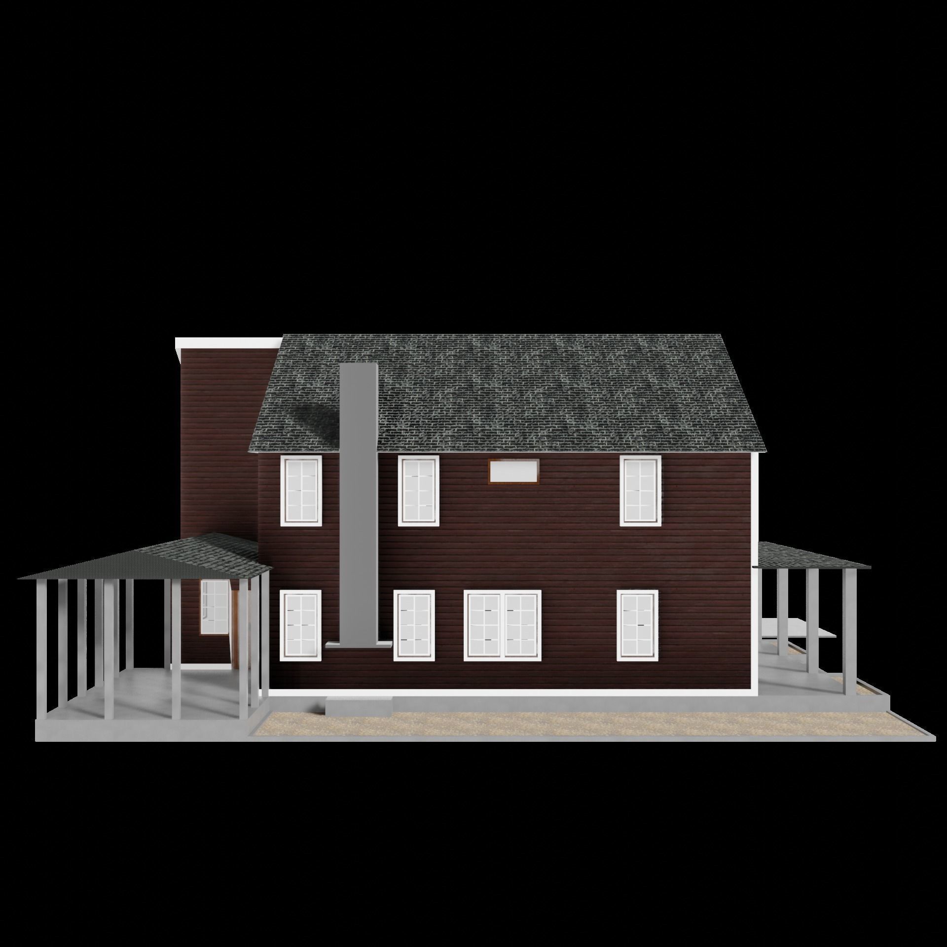 House exterior 1 Low-poly 3D model_5