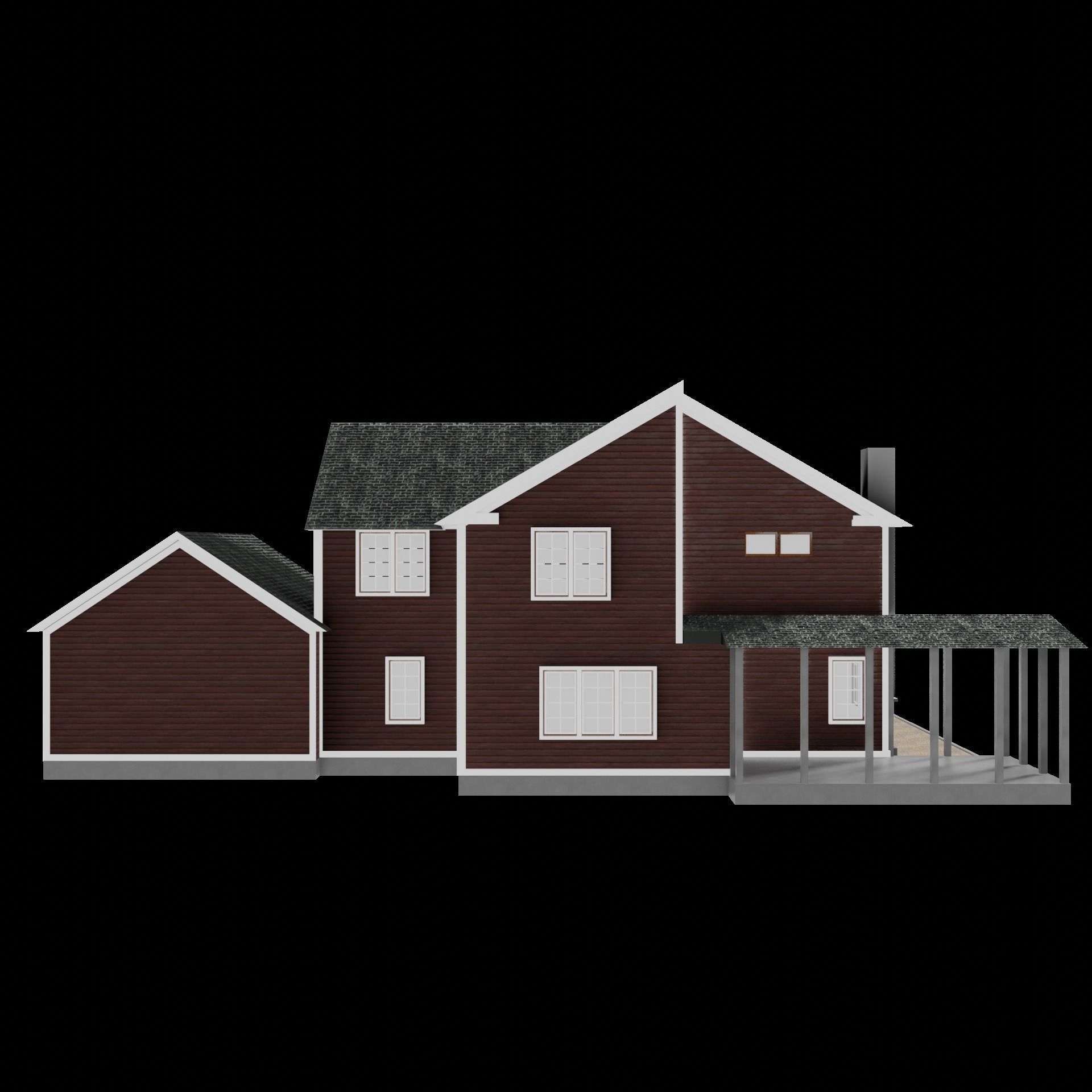 House exterior 1 Low-poly 3D model_4