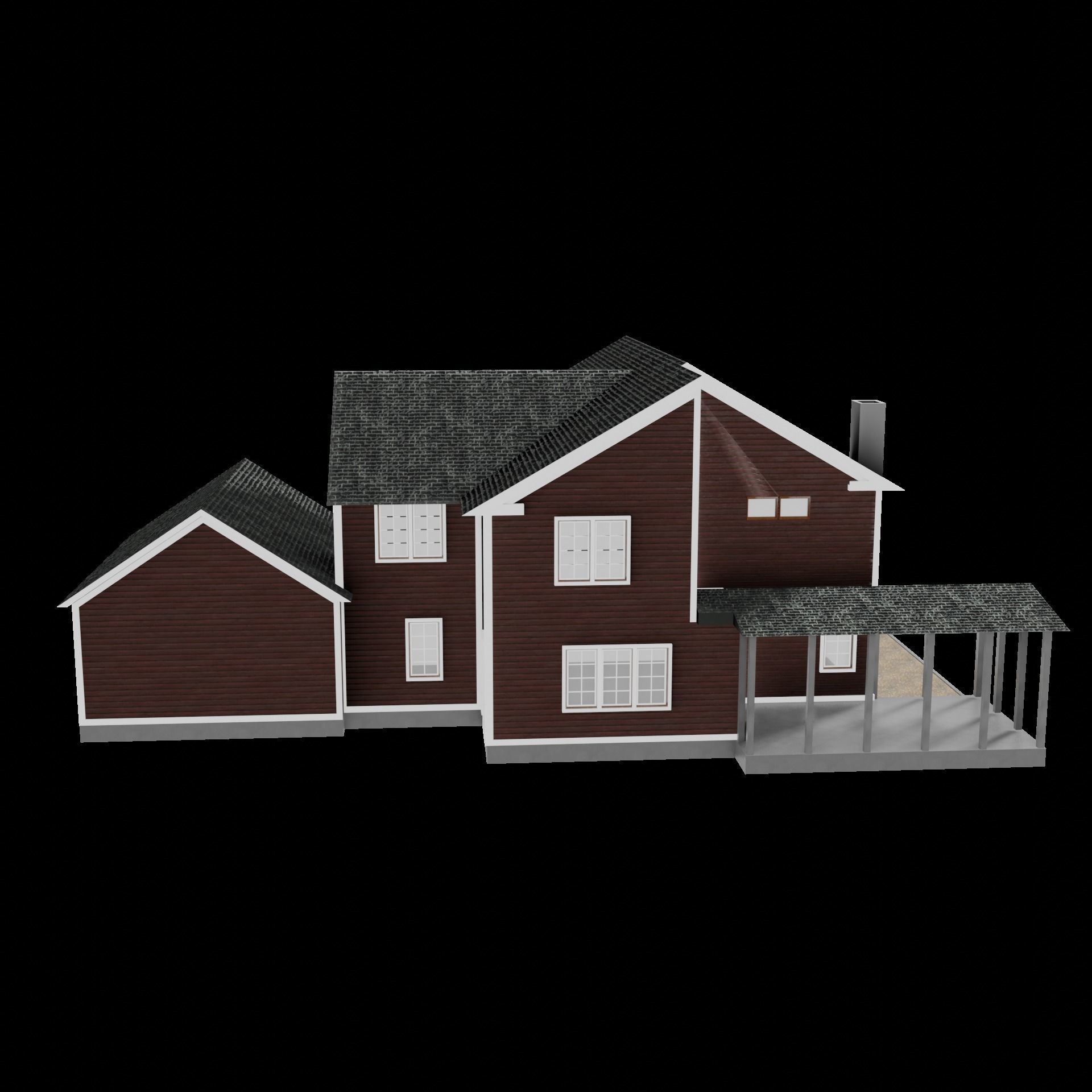 House exterior 1 Low-poly 3D model_11