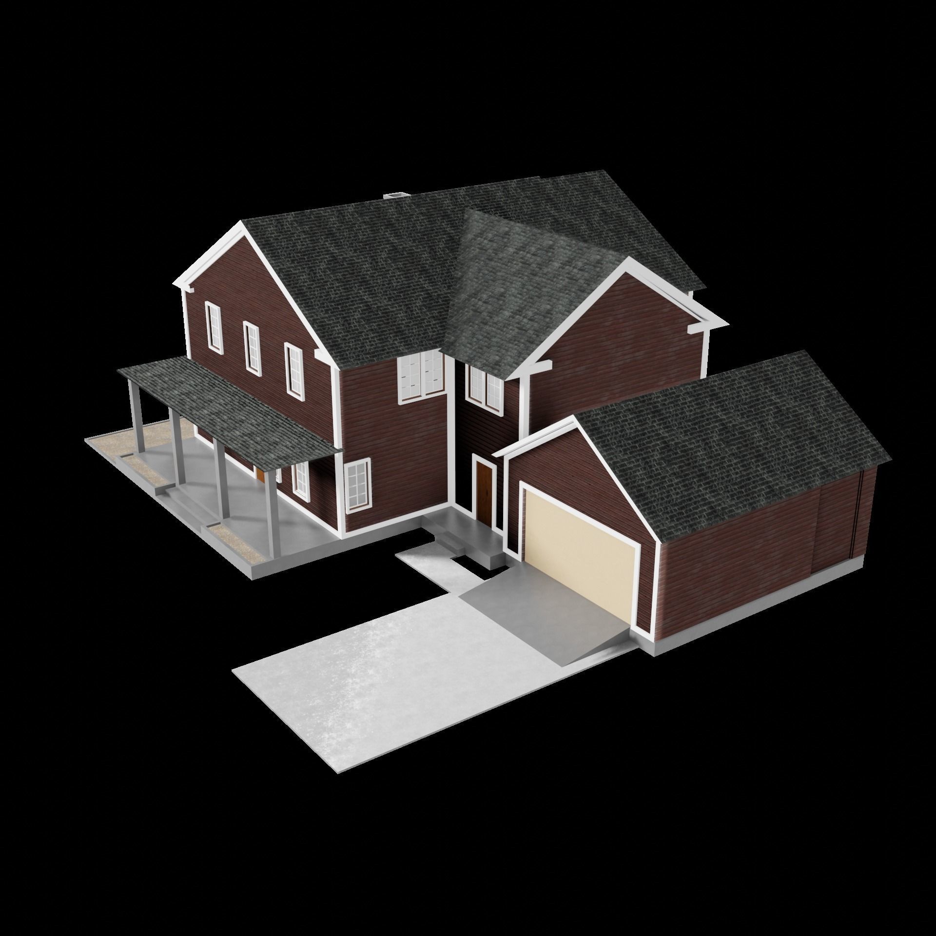 House exterior 1 Low-poly 3D model_7