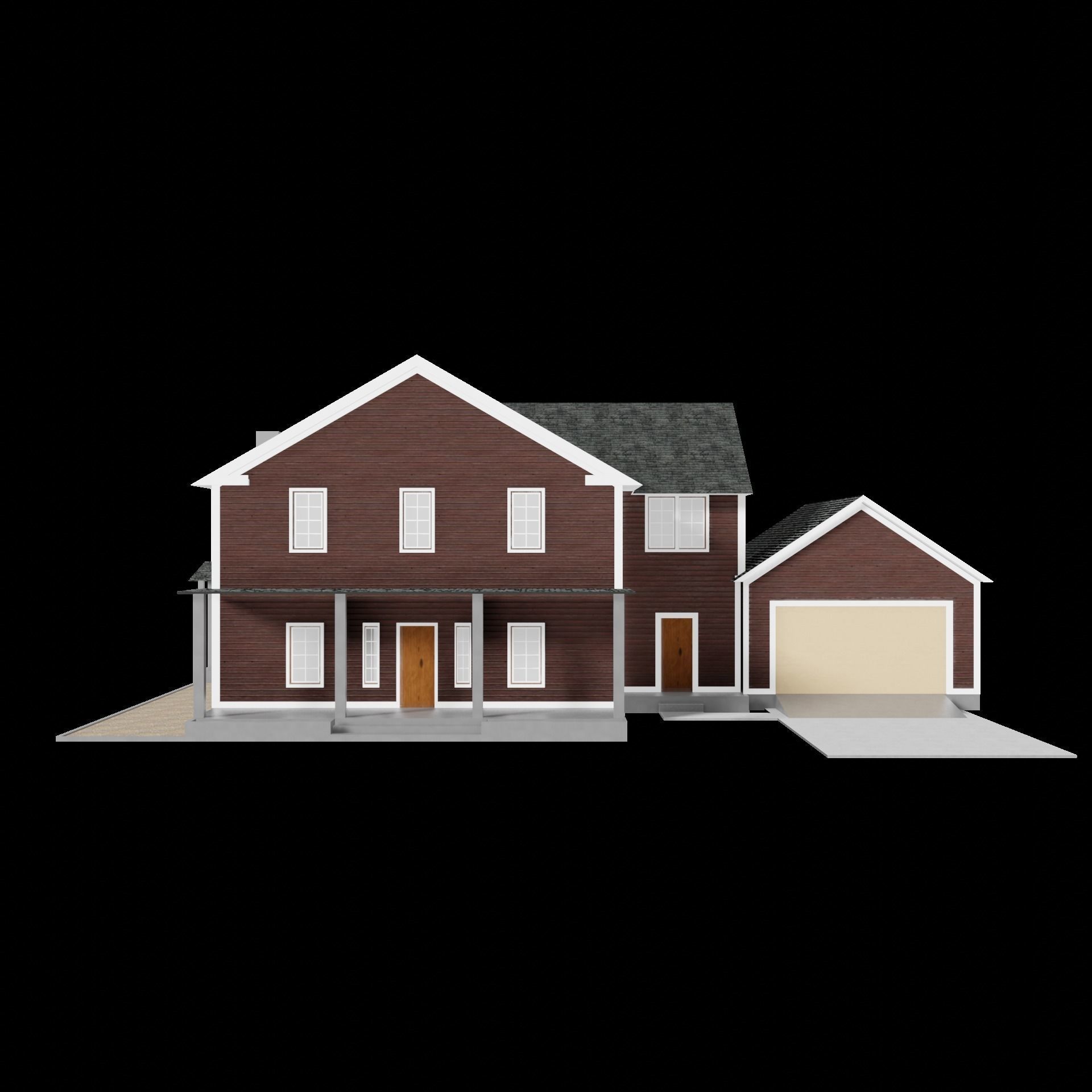 House exterior 1 Low-poly 3D model_2