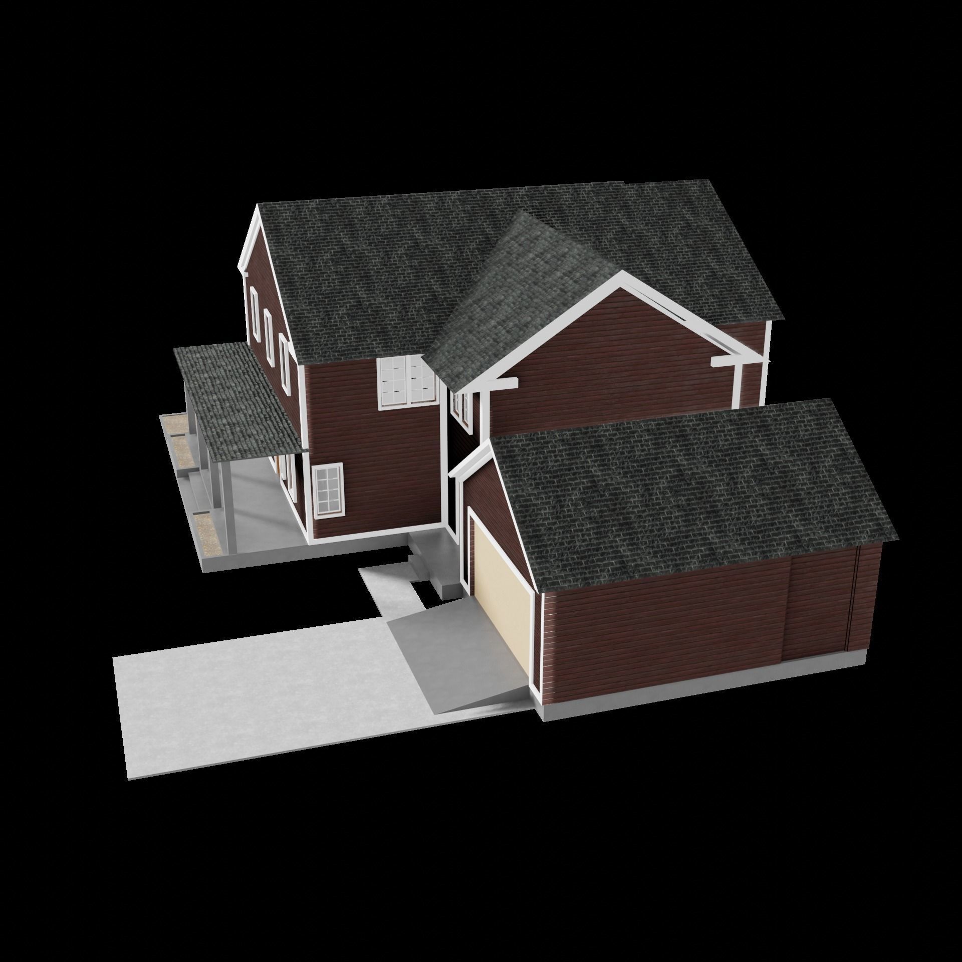 House exterior 1 Low-poly 3D model_8