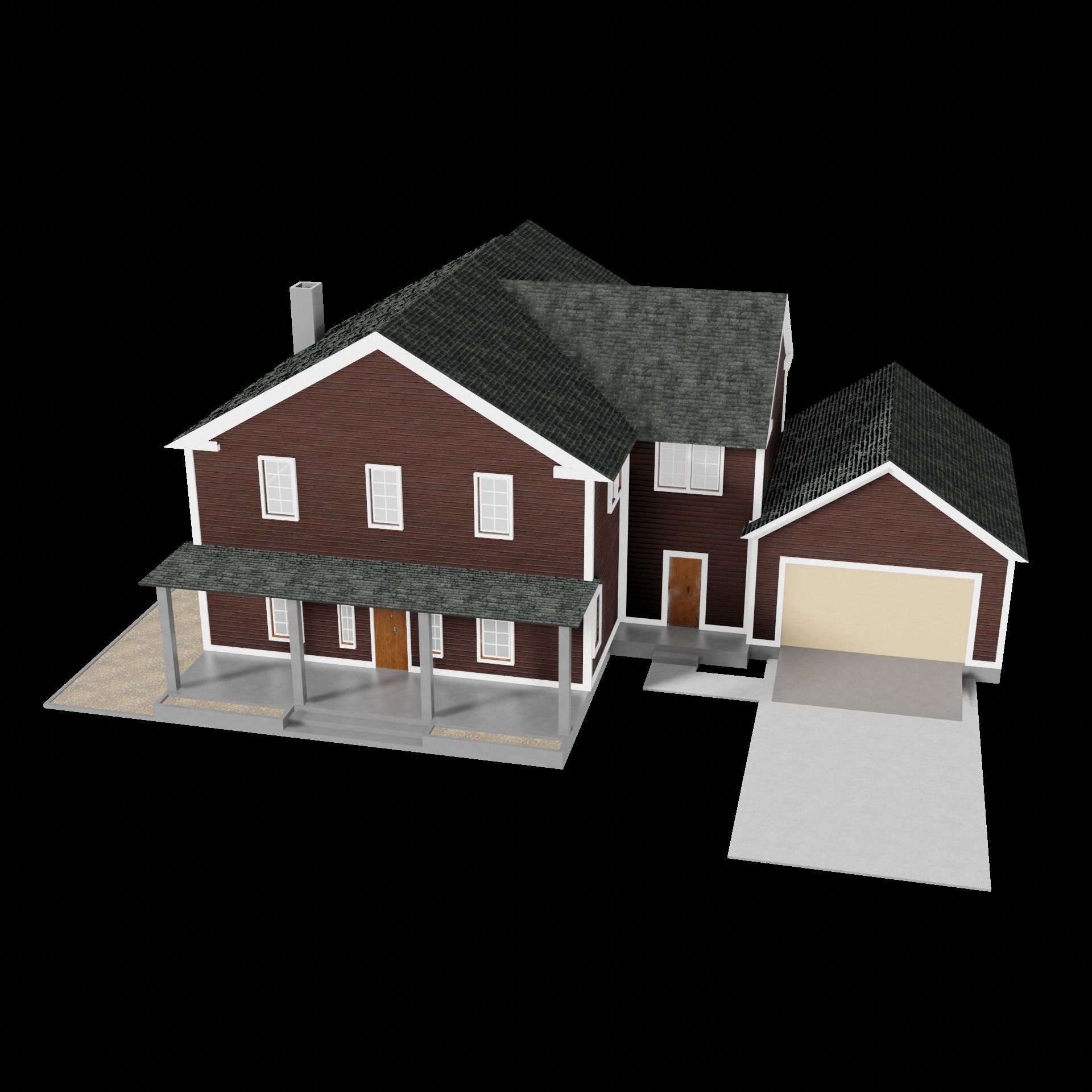 House exterior 1 Low-poly 3D model_1