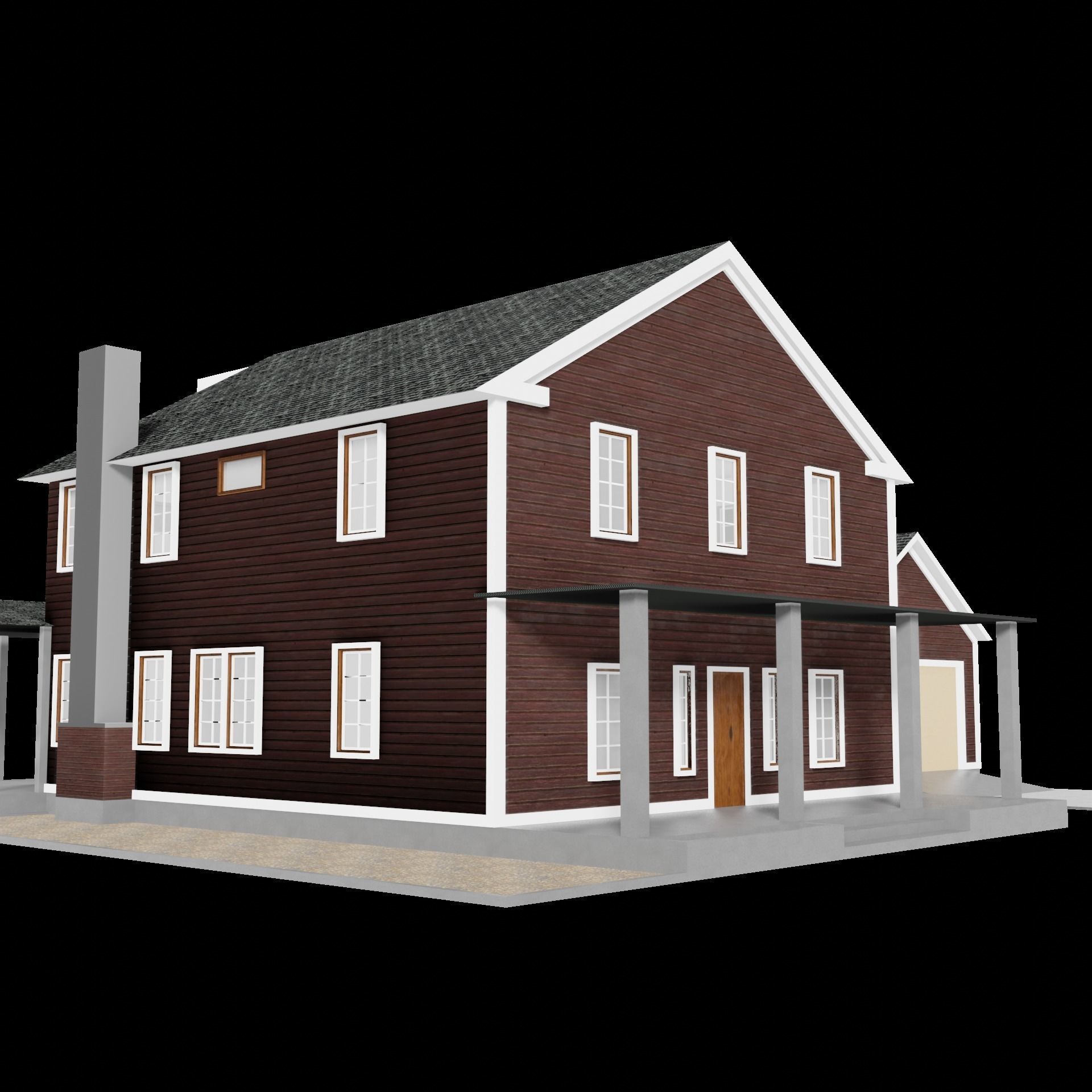 House exterior 1 Low-poly 3D model_6