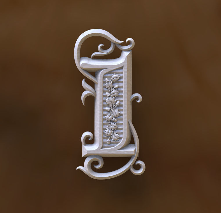 number 1 letter i 3D print model_32