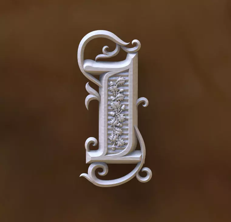 number 1 letter i 3D print model_0