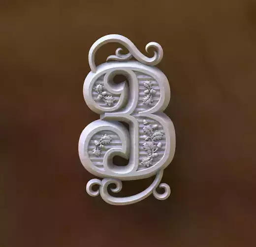 number 3 letter e 3D print model