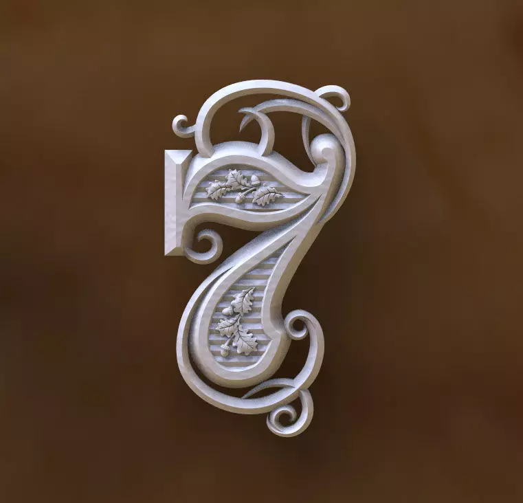 number 7 ornate seven 3D print model