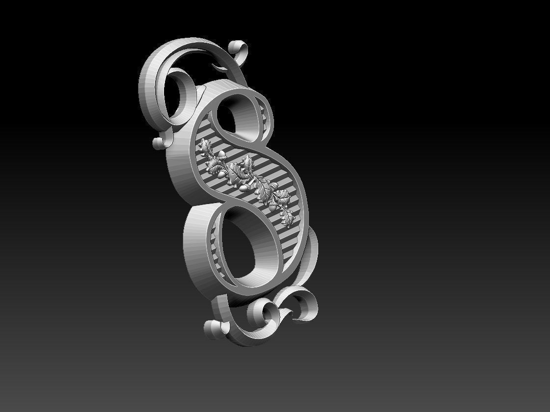 number 8 letter s 3D print model_15