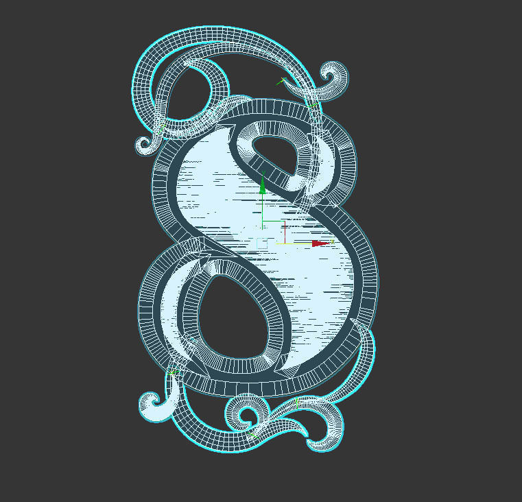 number 8 letter s 3D print model_5