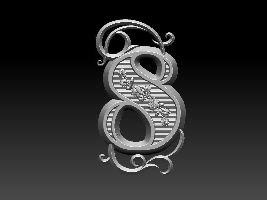 number 8 letter s 3D print model_6