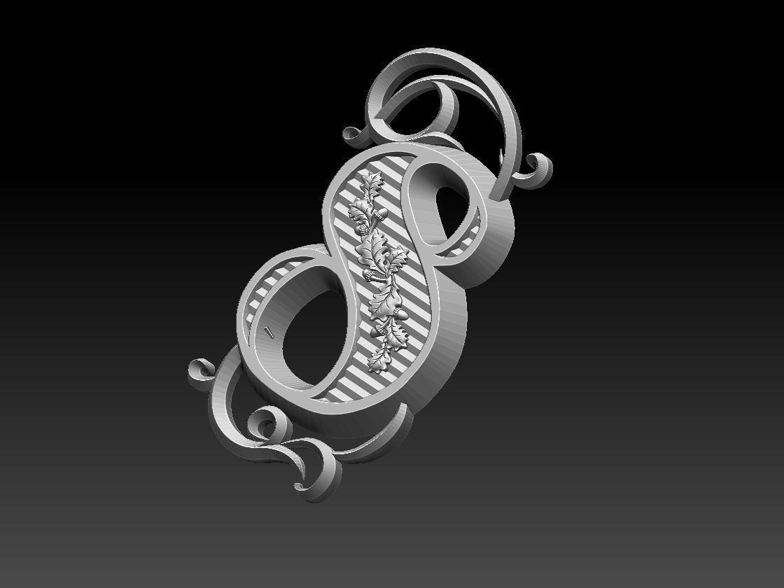 number 8 letter s 3D print model_8
