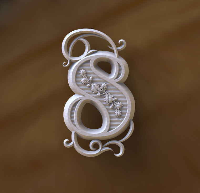 number 8 letter s 3D print model_17