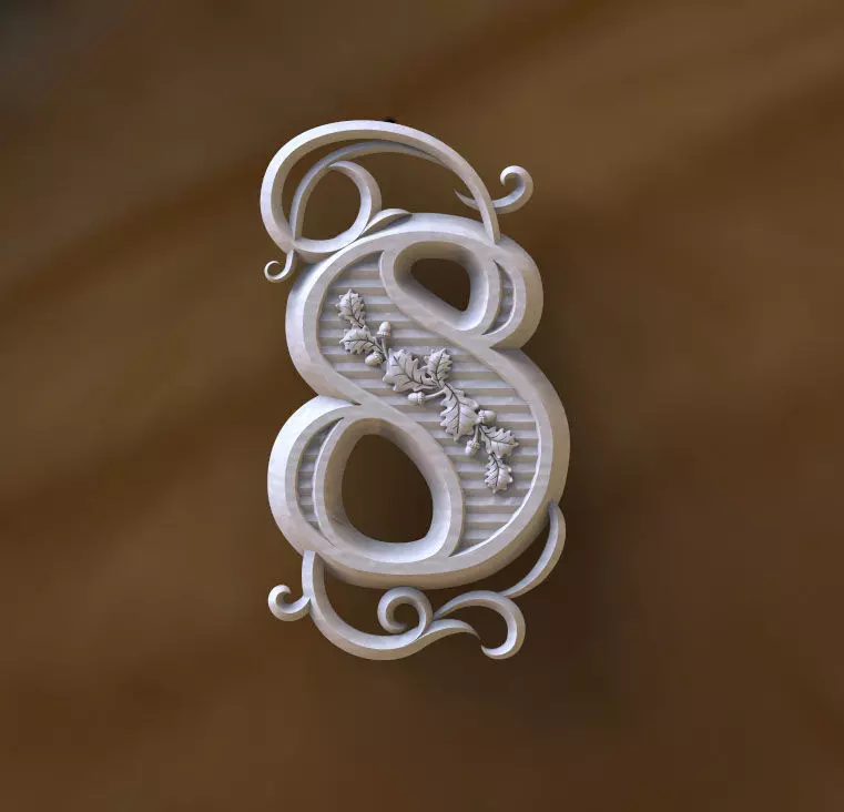 number 8 letter s 3D print model_0