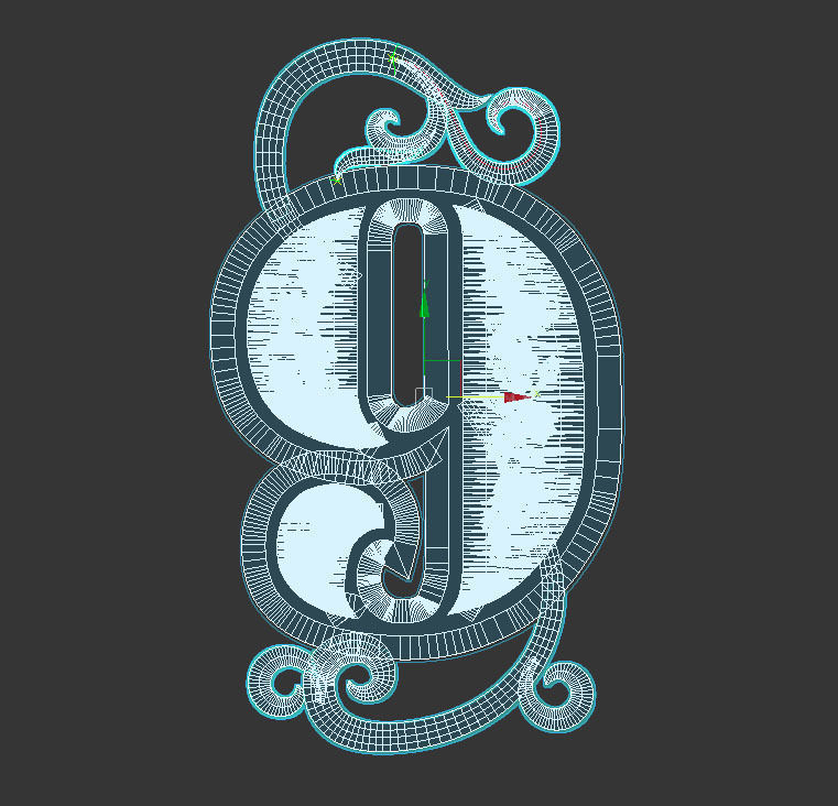 number 9 ornate letter g 3D print model_15