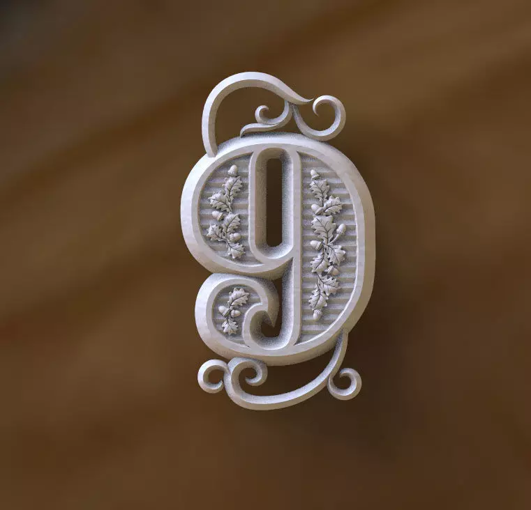 number 9 ornate letter g 3D print model_0