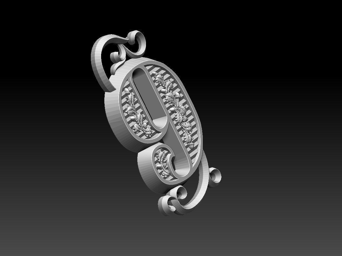 number 9 ornate letter g 3D print model_23