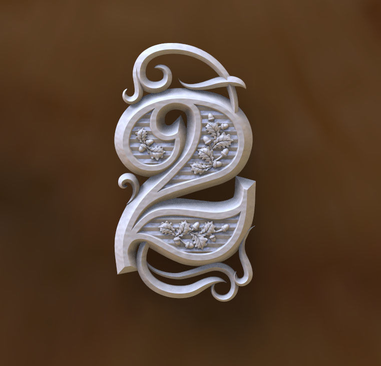 numbers number two 3D print model_18