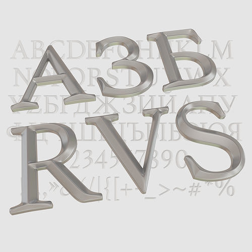 Three-dimensional letters font for CNC milling and 3D print model