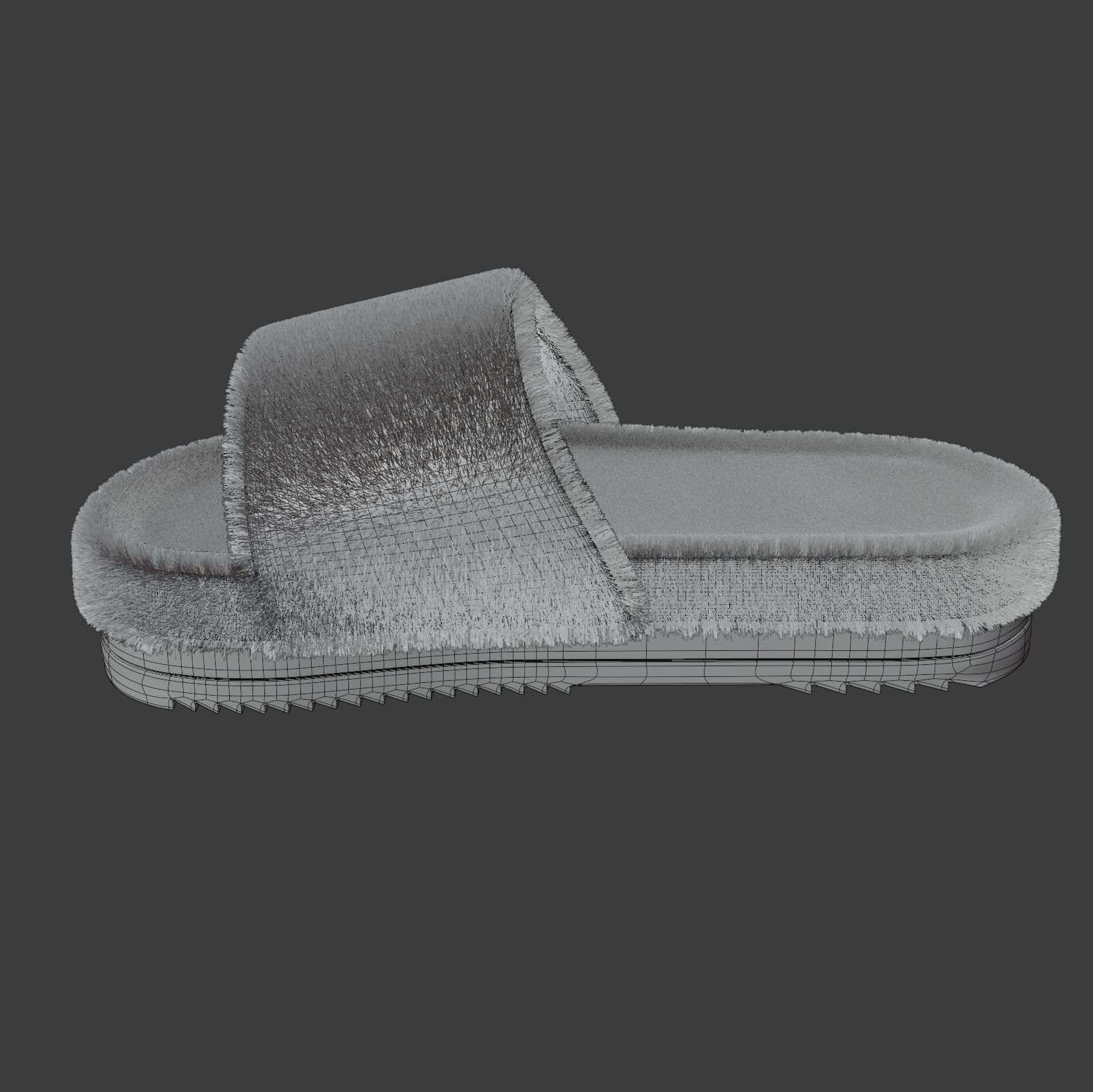 Wool Slide Sandal 3D model_10