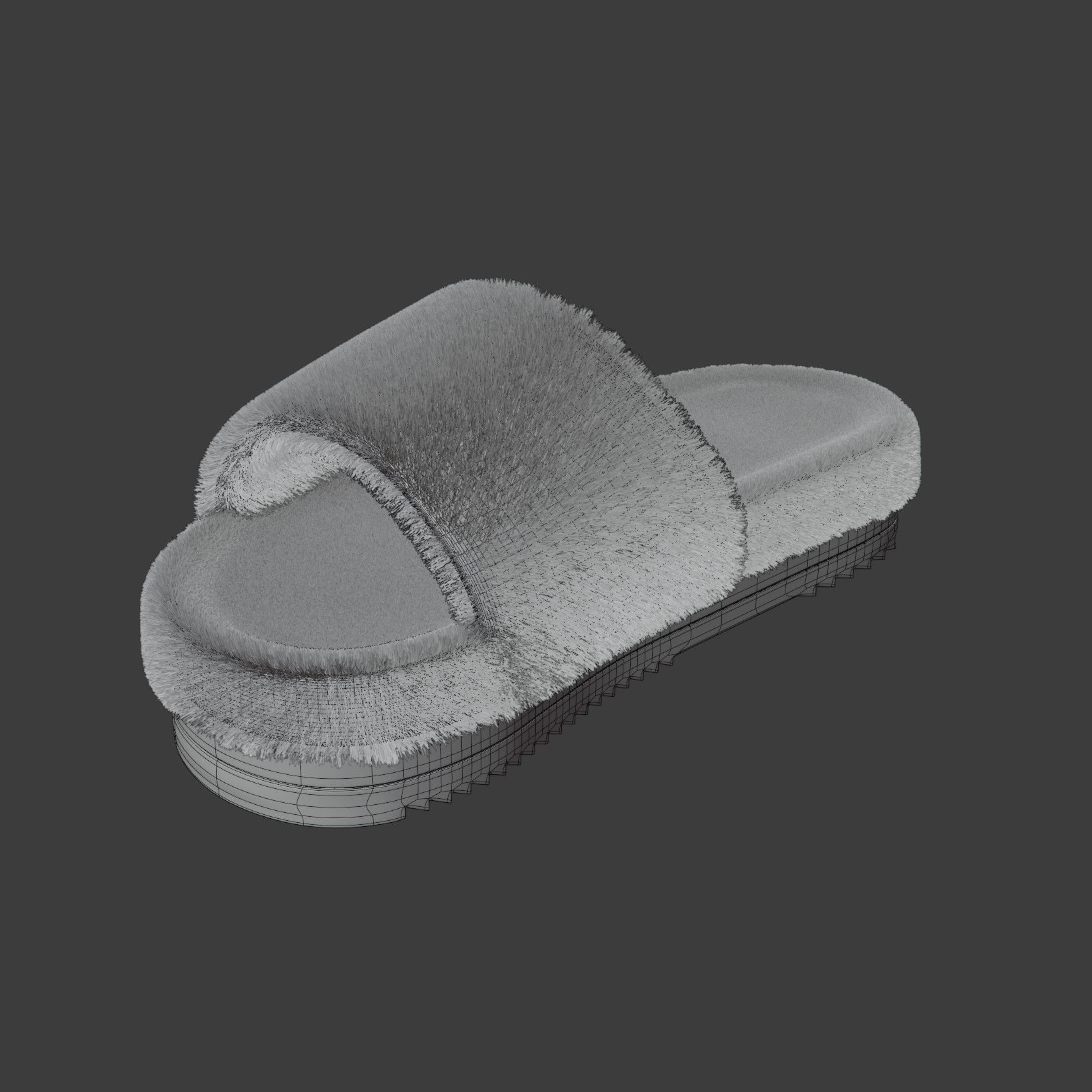 Wool Slide Sandal 3D model_11