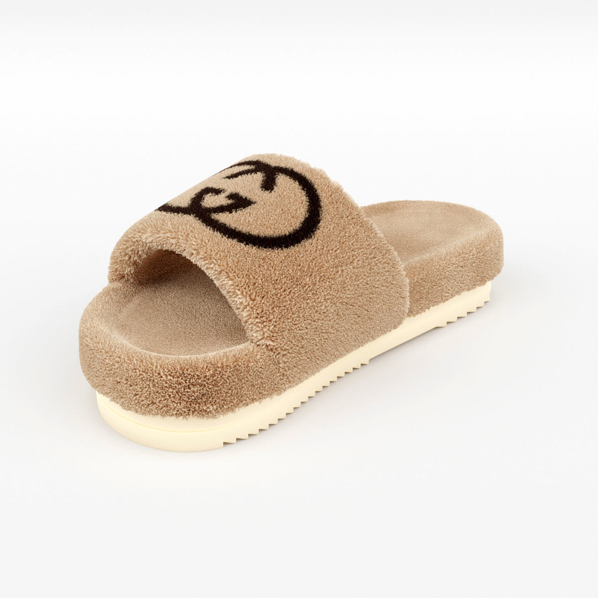 Wool Slide Sandal 3D model_3
