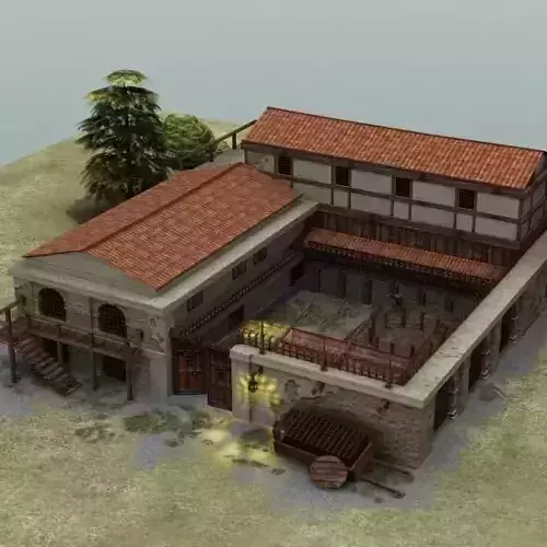 Roman Villa Low-poly 3D model