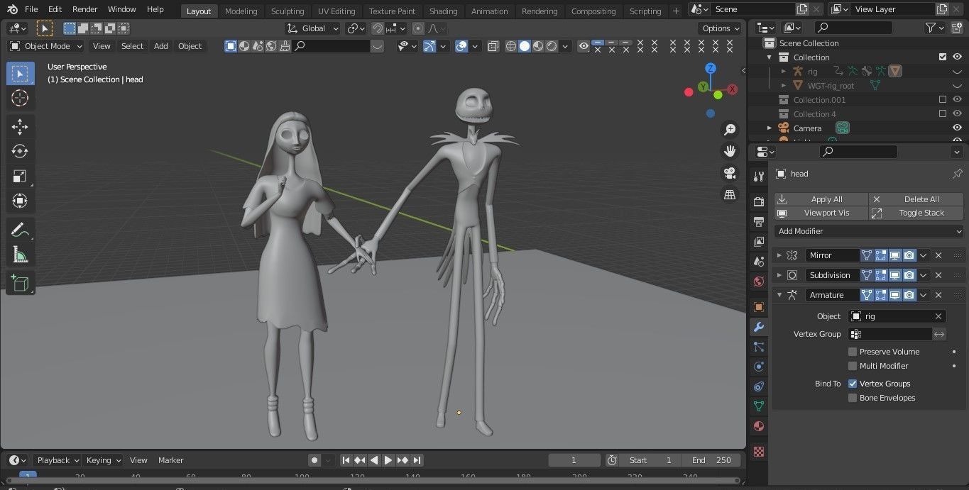 Jack and Sally Skellington 3d model rigged and stl on demand 3D model_27