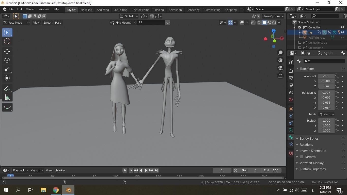 Jack and Sally Skellington 3d model rigged and stl on demand 3D model_7