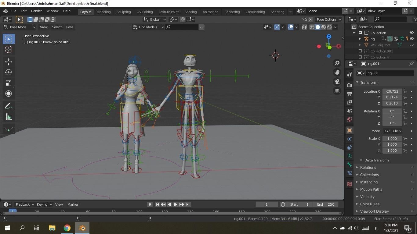 Jack and Sally Skellington 3d model rigged and stl on demand 3D model_6