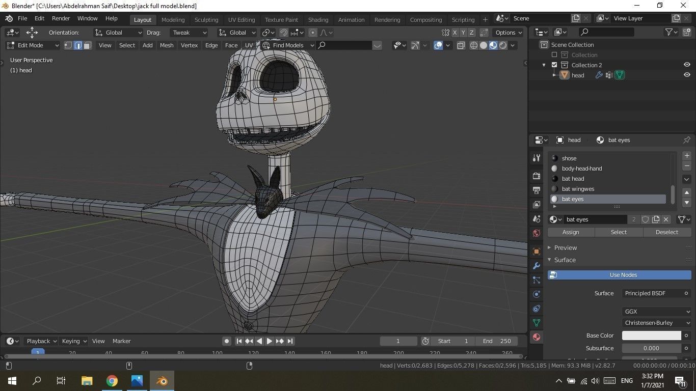 Jack and Sally Skellington 3d model rigged and stl on demand 3D model_5