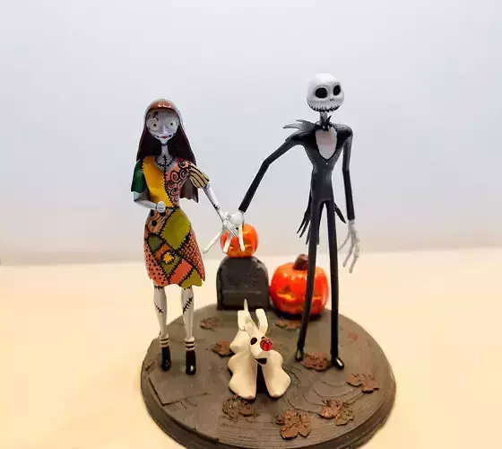 Jack and Sally Skellington 3d model rigged and stl on demand
