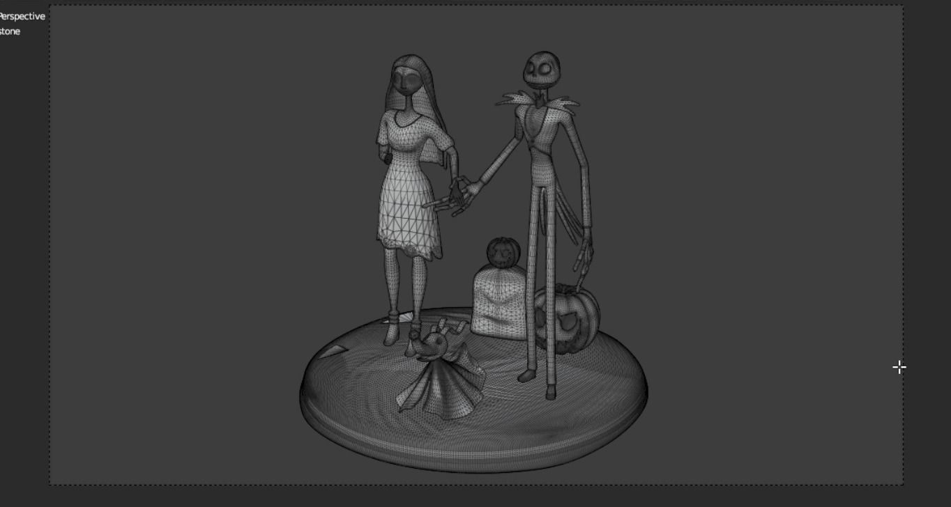 Jack and Sally Skellington 3d model rigged and stl on demand 3D model_17