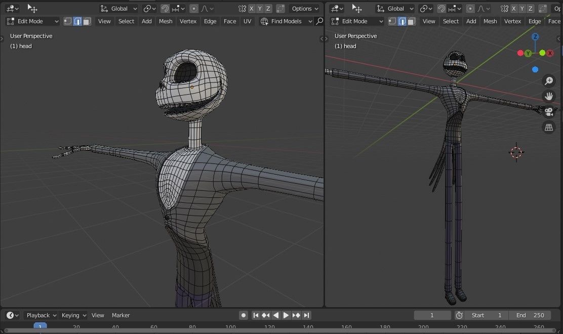 Jack and Sally Skellington 3d model rigged and stl on demand 3D model_9