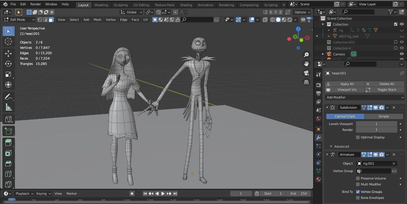 Jack and Sally Skellington 3d model rigged and stl on demand 3D model_31