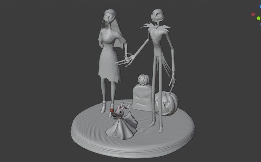 Jack and Sally Skellington 3d model rigged and stl on demand 3D model_14