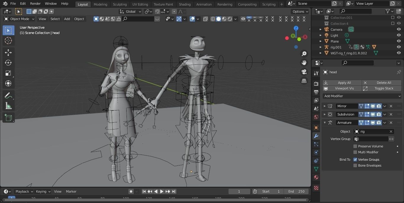Jack and Sally Skellington 3d model rigged and stl on demand 3D model_29
